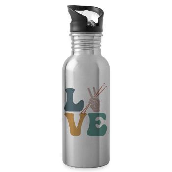 Drummers Drums Drums - Water bottle with straw - silver - Right