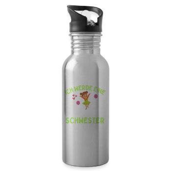 Ich Werde Eine Große Schwester 2024 - Trinkflasche mit integriertem Trinkhalm - Lightsilver - Rechts