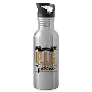 Pig Farming Certified Pig Farmer Farm Animals - Trinkflasche mit integriertem Trinkhalm - Lightsilver - Rechts