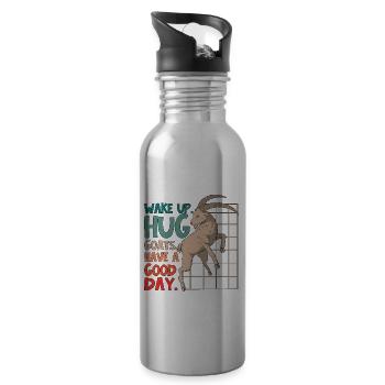 Sheep And Goat Farming Wake Up Hug Goats Farming - Trinkflasche mit integriertem Trinkhalm - Lightsilver - Rechts
