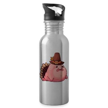 Thanksgiving, Blobfish, Turkey - Water bottle with straw - silver - Right
