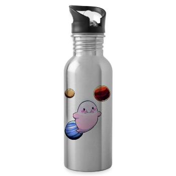Lustiger Blobfisch Raum Astronaut Planeten - Trinkflasche mit integriertem Trinkhalm - Lightsilver - Rechts