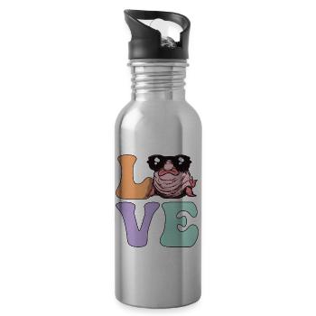 Groovy Blobfish - Water bottle with straw - silver - Right