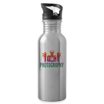Drôle Photographie Photographe Photographe Cadeau - Gourde avec paille intégrée - argent clair - Droite