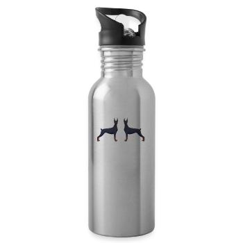 Ich Spreche Heute Nur Mit Meinem Dobermann - Trinkflasche mit integriertem Trinkhalm - Lightsilver - Rechts