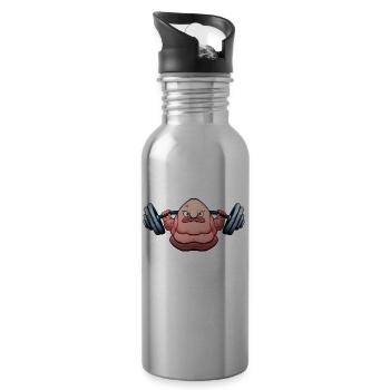 Blobfisch Kraftdreikampf Gewichtheben Gewichtheber - Trinkflasche mit integriertem Trinkhalm - Lightsilver - Rechts