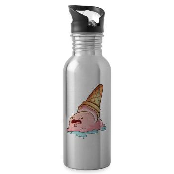 Kawaii Blobfish Melting Ice Cream - Water bottle with straw - silver - Right