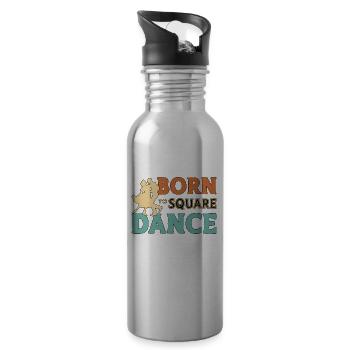 Square Dancing Born To Square Dance Country Dance - Water bottle with straw - silver - Right