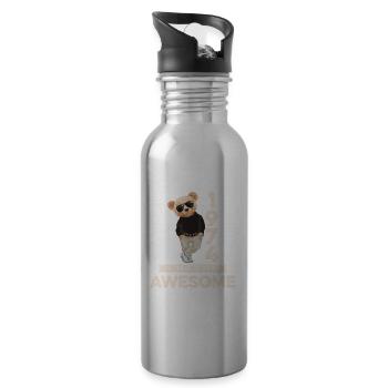 1974 Geburtstag Teddy Bär Being Awesome Orignal - Trinkflasche mit integriertem Trinkhalm - Lightsilver - Rechts
