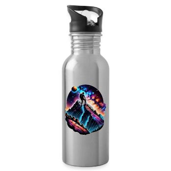 Klettern - Mond - Weltraum - Trinkflasche mit integriertem Trinkhalm - Lightsilver - Rechts