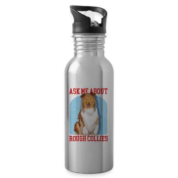 Collie Langhaarcollie Rough Collies Hund Geschenk - Trinkflasche mit integriertem Trinkhalm - Lightsilver - Rechts