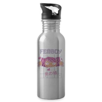 Femboy Crossdressing Crossdresser MTF Anime - Trinkflasche mit integriertem Trinkhalm - Lightsilver - Rechts