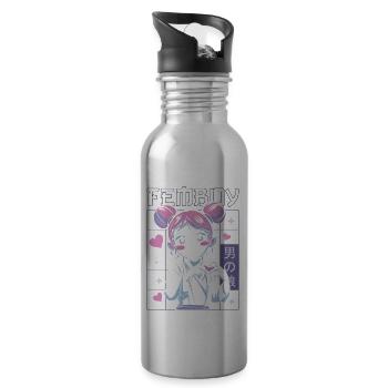 Femboy Crossdressing Crossdresser MTF Anime - Trinkflasche mit integriertem Trinkhalm - Lightsilver - Rechts