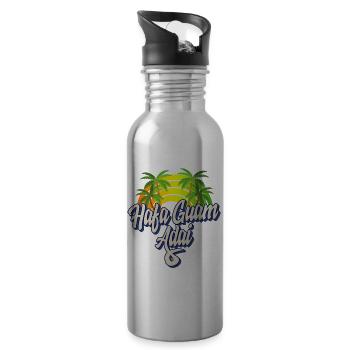 Guam Hemd, Hafa Guam Adai Regenbogen Kokospalmen - Trinkflasche mit integriertem Trinkhalm - Lightsilver - Rechts