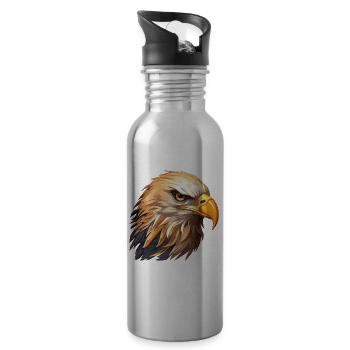 aigle, tête d’aigle, oiseau de proie, oiseau de proie, animal, nature - Gourde avec paille intégrée - argent clair - Droite