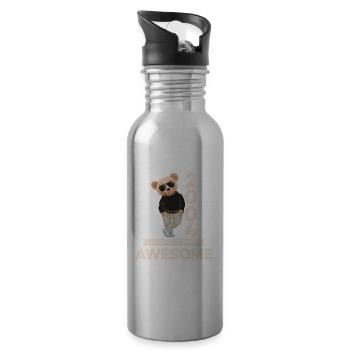 2004 Geburtstag Teddy Bär Being Awesome Orignal - Trinkflasche mit integriertem Trinkhalm - Lightsilver - Rechts