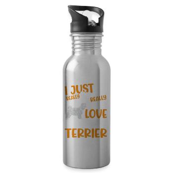 Wheatie Dog J’aime Wheaten Terrier Just - Gourde avec paille intégrée - argent clair - Droite