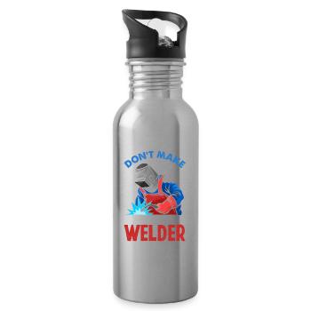 Funny Welder Gift - Water bottle with straw - silver - Right