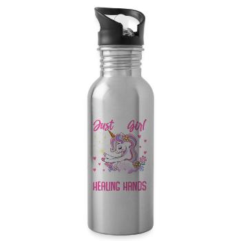 Massage-Therapeutin Therapie - Trinkflasche mit integriertem Trinkhalm - Lightsilver - Rechts