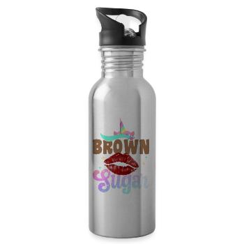 Melanin Braune Haut Schwarze Geschichte - Trinkflasche mit integriertem Trinkhalm - Lightsilver - Rechts