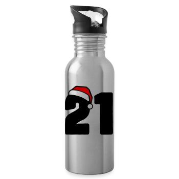 21 Numéro Noël - Gourde avec paille intégrée - argent clair - Droite