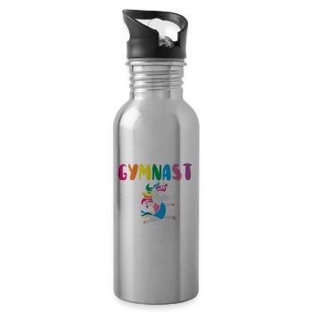 Gymnastics Cartwheel Girl - Water bottle with straw - silver - Right