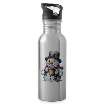 Snowman - Water bottle with straw - silver - Right