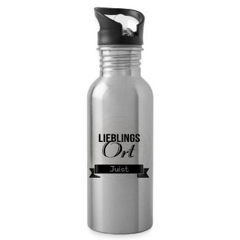 Lieblingsort Juist - Trinkflasche mit integriertem Trinkhalm - Lightsilver - Rechts