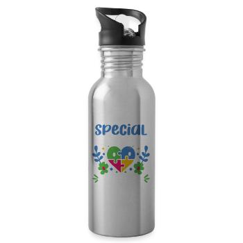 Es Braucht Einen Besonderen Lehrer, Um Zu Hören, - Trinkflasche mit integriertem Trinkhalm - Lightsilver - Rechts