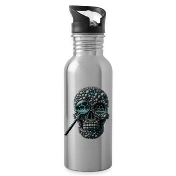 Molecular Skull Shirt Mole Day Science Enthusiast - Water bottle with straw - silver - Right
