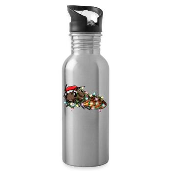 Madagascar Hissing Cockroach Christmas Insect - Water bottle with straw - silver - Right