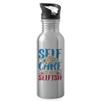 Self Care Is Not Selfish 4 - Trinkflasche mit integriertem Trinkhalm - Lightsilver - Rechts