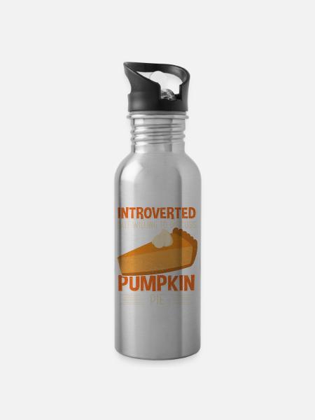 Kürbiskuchen Pumpkin Pie Geschenk - Trinkflasche mit integriertem Trinkhalm - Lightsilver