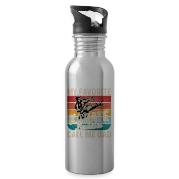 Meine liebsten Karate-Kumpels nennen mich Papa - Trinkflasche mit integriertem Trinkhalm - Lightsilver - Rechts