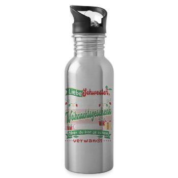 Weihnachts Weihnachten Liebe Schwester Lustig - Trinkflasche mit integriertem Trinkhalm - Lightsilver - Rechts