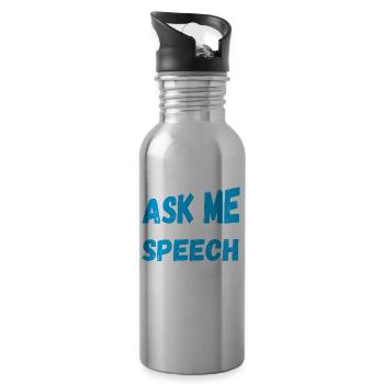 Sprachpathologie Ask Me Bout Sprachtherapie - Trinkflasche mit integriertem Trinkhalm - Lightsilver - Rechts