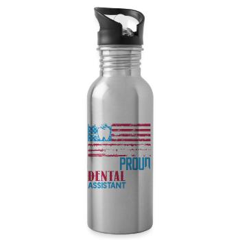 Dental Assistant Proud Dental Assistant Mom - Water bottle with straw - silver - Right