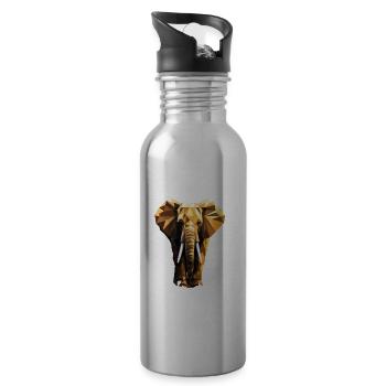 Éléphant de style géométrique - Gourde avec paille intégrée - argent clair - Droite