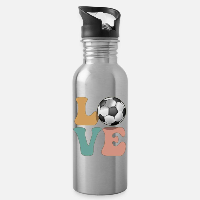 Fußballspieler - Trinkflasche mit integriertem Trinkhalm - Lightsilver