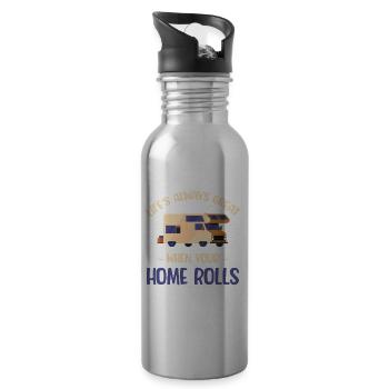 Life is always beautiful when your home - Water bottle with straw - silver - Right