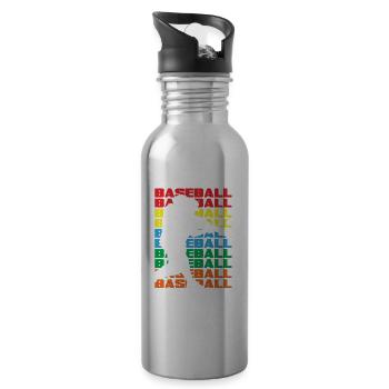 Funny Baseball - Water bottle with straw - silver - Right