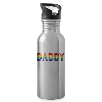 Daddy Gay Pride Month LGBTQ Fathers Day - Water bottle with straw - silver - Right