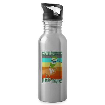 Blutgruppe Pfeffi Positiv - Trinkflasche mit integriertem Trinkhalm - Lightsilver - Rechts