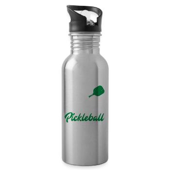 Lustiges Pickleball Geschenk - Trinkflasche mit integriertem Trinkhalm - Lightsilver - Rechts