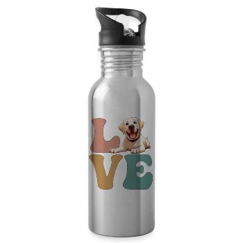 Labrador Dog Lover - Water bottle with straw - silver - Right