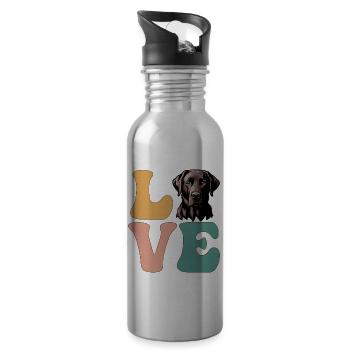 Labrador Retriever amoureux des chiens - Gourde avec paille intégrée - argent clair - Droite