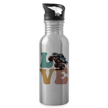 Monster Truck LOVE Groovy - Water bottle with straw - silver - Right