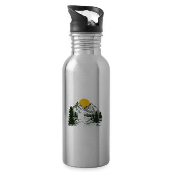 Funny Hiking Gift - Water bottle with straw - silver - Right