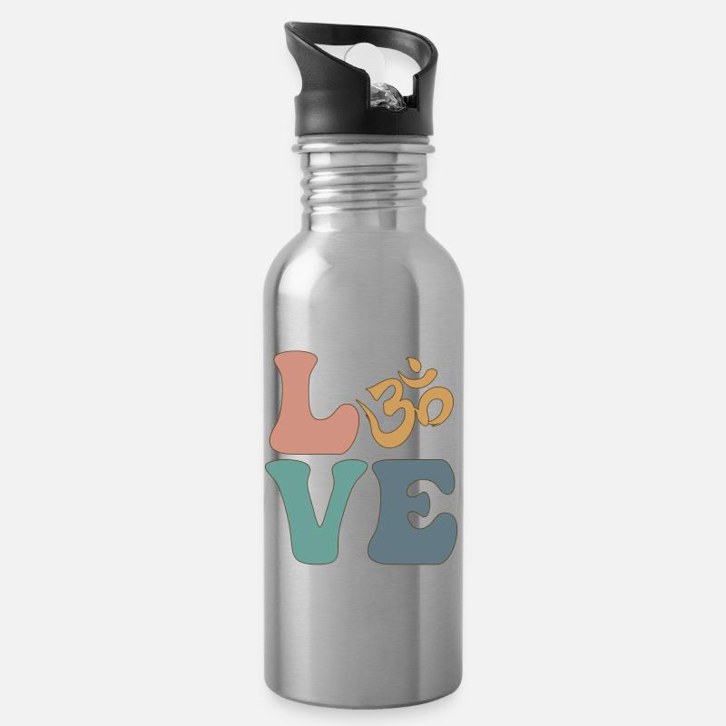 Om Symbol Meditation Buddhismus Buddhist - Trinkflasche mit integriertem Trinkhalm - Lightsilver