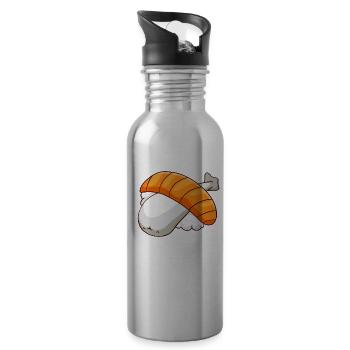 Sacabambaspis Fish Meme Japanese Sleeping Sush - Water bottle with straw - silver - Right